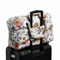 Sac de voyage matelassé en coton fait main à motif imprimé vintage personnalisé, sac à main élégant et durable pour femme, léger et lavable
