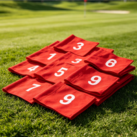 Drapeaux de golf personnalisés en nylon 420D de 6*8 pouces, numéros 1-9, mini-drapeaux de putting avec tube en plastique, vente en gros