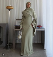 MEXIZO B2B Ensemble 2 pièces personnalisé Robe Abaya en tissu Air Layer ornée de perles, Robe longue pour femme, Mode Aïd, Vêtements musulmans