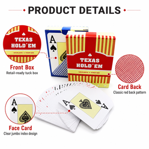 <span class=keywords><strong>Cartas</strong></span> <span class=keywords><strong>de</strong></span> Póker <span class=keywords><strong>de</strong></span> Plástico Publicitarias <span class=keywords><strong>de</strong></span> <span class=keywords><strong>Doble</strong></span> Cara, Personalizadas, Ecológicas, Reciclables y Duraderas, con Empaque Personalizado Azul y Rojo - Product Image 3