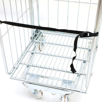 Chariot de rangement pliable à 3 côtés en acier galvanisé pour supermarché, avec couvercle
