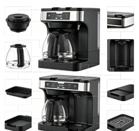 Machine à café filtre 12 tasses et cafetière à dosettes K-Cup individuelle, réservoir d'eau partagé détachable de 2,5 à 3 L, commande tactile LCD