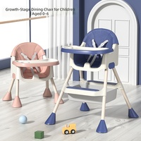 Chaise haute convertible pour bébé avec harnais 5 points et plateau réglable en 3 positions, siège de repas évolutif pour nourrissons et tout-petits