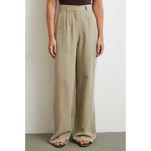 <b>Linen</b> <b>Palazzo</b> Trousers High Waist Wide Leg Gray Minimalist Breathable Women's <b>Pants</b> - Product Image 2