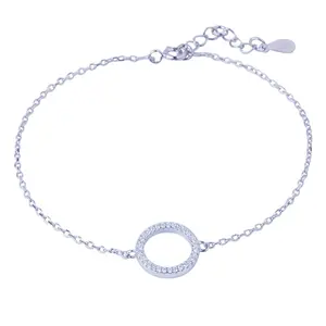 Pulseira de prata, moda 925 charme laço mulheres diamante bracelete