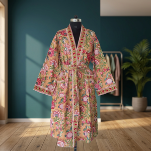 Robe maxi bohème à col en V avec broderies rayées, coupe ample, en lin et coton, robe d'été décontractée avec poches, manches courtes - Product Image 2