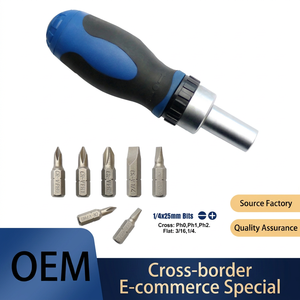 Ratcheting <b>Screwdriver</b> Set 1/4x25mm Bits Cross Phillips Ph0 Ph1 Ph2 3/16 1/4 Diy Repair Tool OEM - Product Image 1