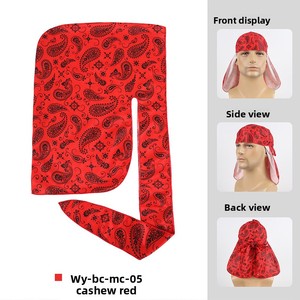Vente en gros Durags et bonnets soyeux avec logo personnalisé pour hommes bandanas en satin de soie et de velours doux et respirant style long pour les sports de plein air - Product Image 4