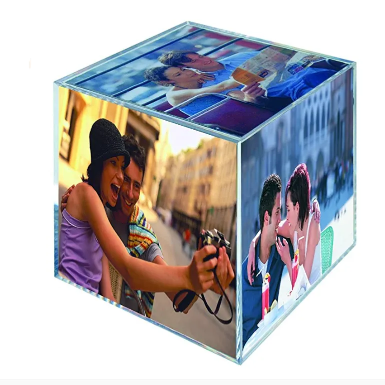 Crystal Cube Custom Photo Cubes for Pictures Photo Frame Cube Multi Picture Frame Photo Block Your Logo Transparent 1 Color