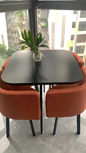 Bán Buôn Nhà Hàng Đặt 1 Bảng 4 Ghế Sang Trọng Hiện Đại Bàn Ăn Đặt Đồ Nội Thất Phòng Khách Bằng Gỗ Bảng Kim Loại Ghế - Product Image 5