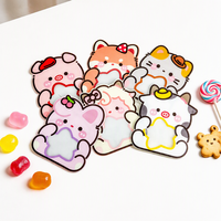 Sachets de friandises Kawaii en forme de lapin, cochon et chat, avec fenêtre transparente refermable à trois soudures latérales, pour biscuits, gâteaux et bonbons
