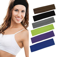 Bandeau de sport en coton uni, large et élastique, antidérapant et doux, pour femme, idéal pour le yoga, le fitness et l'entraînement quotidien