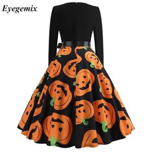 Abito autunnale a maniche lunghe 2022 all'ingrosso lanterna di <span class=keywords><strong>zucca</strong></span> Spider Net Halloween Fancy Dress per le donne - Product Image 6