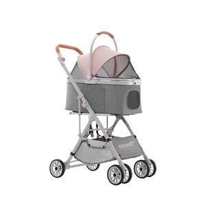 Poussette légère en tissu pour petits animaux de compagnie à 4 roues de luxe pour chats/chiens - Pliable, réglable, portable, transporteur de voyage - Product Image 1