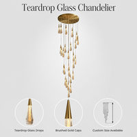 Luminaire suspendu moderne en forme de goutte de pluie personnalisé, lampes décoratives, éclairage LED de luxe, lustre en verre long suspendu