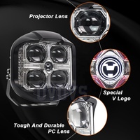 Luz Auxiliar LED OVOVS de 6'' para Todoterreno con Fondo Rojo, Luz de Señal de Giro DRL, Luz Lateral para Camioneta o Tractor