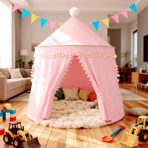 Carpa de Juego Infantil con Diseño de <span class=keywords><strong>Castillo</strong></span> de Princesa y Adornos de Pompones para Dormitorio y Jardín, Venta al Por Mayor - Product Image 3