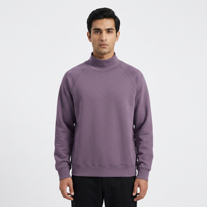 Sweat-shirt à manches longues et col haut pour hommes, automne-hiver, en molleton épais et ample - Product Image 1
