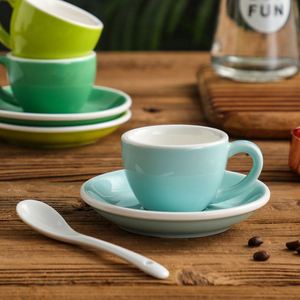 Classic Espresso Ceramic <b>Cup</b> and <b>Saucer</b> With Handle Minimalist Design 75Ml Wholesale for Hotel Home Office Restaurant - Product Image 3