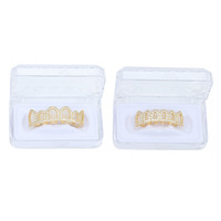 Dents en or hip-hop, cadeau d'Halloween amusant, dents en or hip-hop creuses incrustées de zircon