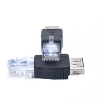 Adaptateur Ethernet USB 2.0 femelle vers RJ45 mâle pour ordinateur portable Sortie AC Routeur LAN Réseau PVC noir pour utilisation sur ordinateur portable
