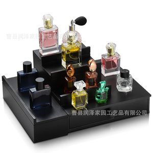 Black Wooden Perfume Storage Rack 3 Tier With Drawer Cosmetic Organizer Desktop Display <b>Stand</b> - Product Image 3