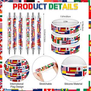 Uluslararası dünya bayrakları parti Favor hediyeler tükenmez kalemler dünya dekor etrafında seyahat gezisi için kauçuk bilezik - Product Image 2
