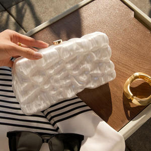 Bolso de Mano de Acrílico con Textura de Mármol Perlado, Elegante y de Lujo, Tipo Caja Cuadrada, para Eventos Nocturnos, para Mujer, Nuevo - Product Image 3