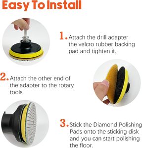 습식/건식 다이아몬드 연마 패드 세트 12 개 4-8000 # 그릿 패드 키트 석영 타일 광택 후크 루프 백커 드릴 어댑터 - Product Image 6