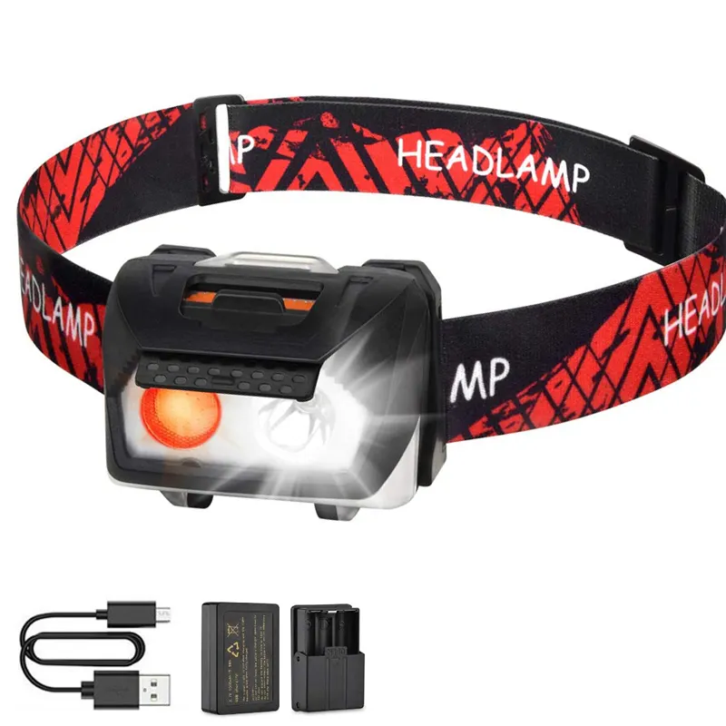 Super Bright LED Headlamps Rechargeable USB Head lamp Red Warning Head Torch fishing Running Night light Hiking Other Camping