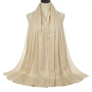 Новый модный оптовый исламский шарф из хлопка и льна, Золотой и Серебряный шелковый шарф для мусульманских женщин