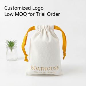 Custom Cotton <b>Drawstring</b> <b>Bag</b> with Logo for Skin Care <b>Makeup</b> 6x8" Eco-friendly Cosmetic Packaging - Product Image 1