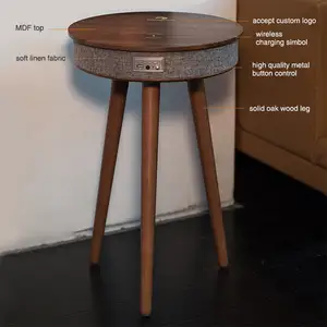Homemore mobili da soggiorno piccolo caricatore Wireless rotondo in legno altoparlante tavolino intelligente tavolino con altoparlante