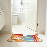 Niedlicher Teppich mit unregelmäßigem Katzenmuster, Anime-Stil, modern, flauschig, Plüsch, TPR-Antirutschboden, waschbar, weich, maschinell getuftet