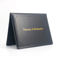 Couverture de diplôme de diplôme de diplôme de dossier de titulaire de certificat en cuir PU noir avec coin rond