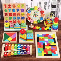 Juego de Juguetes Educativos de Madera, Bloques de Apilamiento con Letras y Números en 3D, Rompecabezas, Juego de Mesa de Actividades para Niños