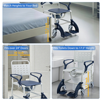 SUNCARE Chaise de douche 4 en 1 brevetée en plastique avec dossier, siège en PU, chaise de toilette portable, siège de toilette surélevé pour personnes âgées