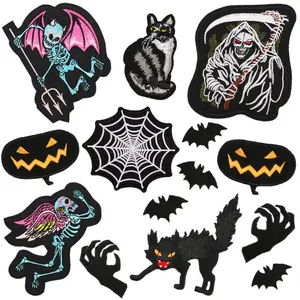 Caadhy, nuevo diseño, parche bordado de Halloween, sombrero de cabeza de calabaza, sello bordado, accesorios de disfraz de fantasma, insignias decorativas