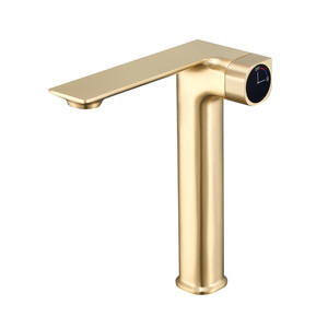 Robinet de lavabo monobloc surélevé tout en cuivre pour salle de bain, eau chaude/froide, lavabo avec boutons - Product Image 2