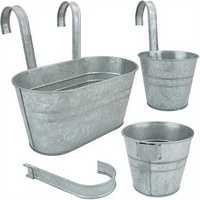 Lot de 3 jardinières suspendues vintage en acier allié avec trou de drainage, crochets détachables et finition thermolaquée pour