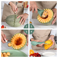 Alat Pemotong Buah dan Sayur Multifungsi 6-in-1 Lipat, Bahan Plastik, Pisau Baja Tahan Karat, Pengoperasian Manual untuk Pembentukan Bentuk