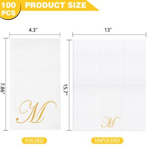Vàng Monogram giấy khăn giấy thư m dùng một lần giấy khăn ăn thanh lịch kim loại vàng giấy vàng khăn ăn cho bữa tiệc sinh nhật - Product Image 2