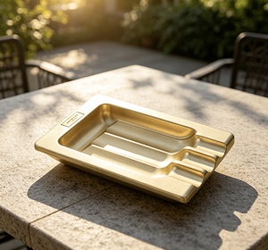 Premium whiskey cigar arched rectangular stainless steel ceramic glass custom logo outdoor vintage luxury smoking <b>ashtray</b> - Product Image 1