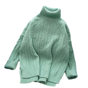 Suéter de Mujer Coreano de Otoño, Transpirable, Cuello Alto, Manga Regular, Talla Única, Borla Delantera, Flores Huecas con Cuentas, 100% Poliéster - Product Image 4