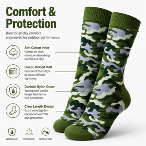 Chaussettes de sport pour hommes, imperméables, respirantes, 3 couches, camouflage, tricotées, pour activités de plein air, logo personnalisé - Product Image 2