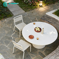 Meubles de salle à manger d'extérieur en aluminium, chaise de salle à manger en corde et table de salle à manger en fibre de verre pour jardin, terrasse, restaurant, directement de l'usine