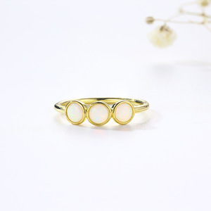Bijoux de mode bague <span class=keywords><strong>opale</strong></span> <span class=keywords><strong>blanche</strong></span> ou bleue bijoux <span class=keywords><strong>opale</strong></span> en argent sterling 925 bagues plaquées or ou rhodium pour femmes - Product Image 2
