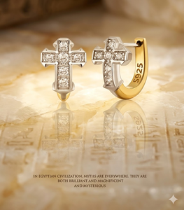 Boucles d'oreilles pendantes audacieuses et polyvalentes, bijoux fantaisie, élégantes boucles d'oreilles créoles en forme de croix bicolores contrastées pour le quotidien - Product Image 3