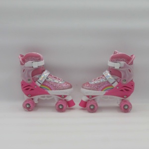 Chaussures de <span class=keywords><strong>roller</strong></span> <span class=keywords><strong>quad</strong></span> professionnelles personnalisées pour femmes adultes, roses, Jun Ran YJ-128, roues en PU avec roulements ABEC-7, roues en PVC, roues clignotantes - Product Image 6