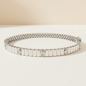 Lab Diamond Cut Bracelet with Lab Created Diamonds 18K Solid Gold Chain Link Unisex Luxury Jewelry - Product Image 4